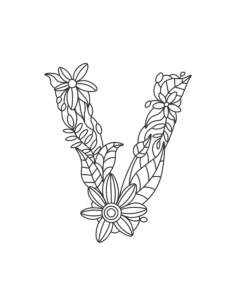 Flower Letter V Tracing Shape Pdf, Free Vectors File
